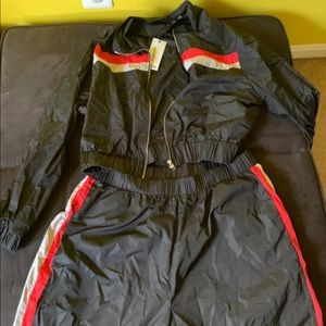 BooHoo Cropped Sweat suit set